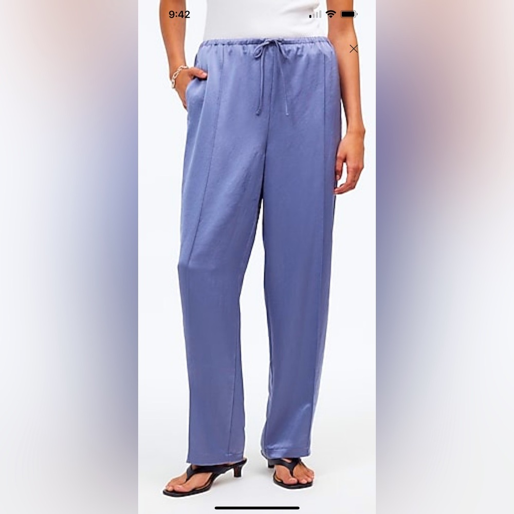 Madewell pintucked slim pull-on pants in Satin